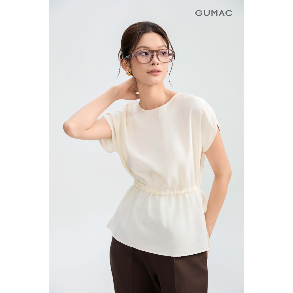 Áo Kiểu Nữ GUMAC Form Suông Tay Liền Kiểu Siết Eo Linh Động Chất Tơ Mềm Mát Dễ Phối AG05041