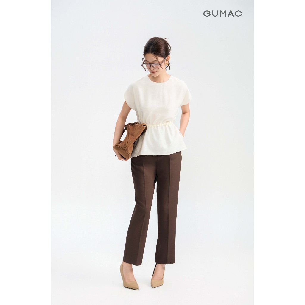 Áo Kiểu Nữ GUMAC Form Suông Tay Liền Kiểu Siết Eo Linh Động Chất Tơ Mềm Mát Dễ Phối AG05041