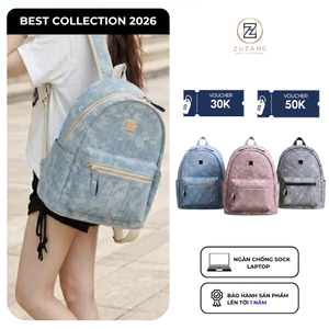 Balo Denim Wash ZuZang Cao Cấp Size 38 Da PU Chống Nước Form Rộng Đựng Laptop Đi Học Đi Chơi Unisex 3 Màu