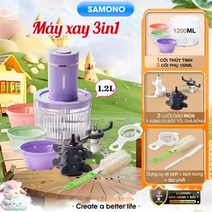 Máy xay thực phẩm đa năng 1.2 Lít 300W Samono SW-MFC300 - kèm dụng cụ bóc tỏi, cối thủy tinh