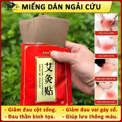 LA193-Túi 50 Miếng Dán Ngải Cứu Giảm Đau Cổ Vai Gáy, Cao Dán Ngải Cứu
