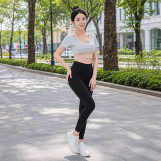 Bộ Tập Gym Nữ Cao Cấp SolaFit 22 Áo Croptop Ôm Dáng Quần Legging Cạp Cao Co Giãn 4 Chiều
