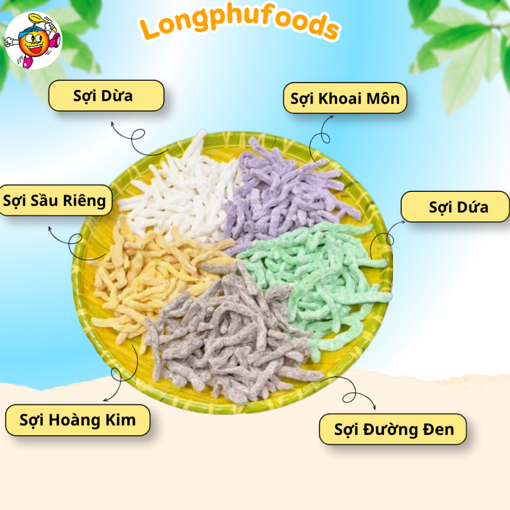 Trân Châu Sợi LONG PHÚ Gói 1kg Có nhiều vị - Topping Nguyên Liệu Trà Sữa Dẻo Dai Thơm Mềm