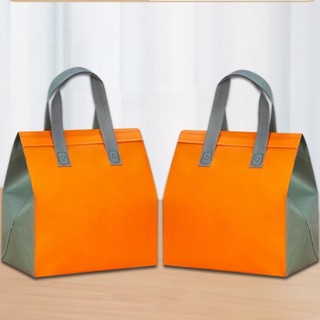 10 Túi Vải Không Dệt Giữ Nhiệt màu Cam Nâu bảo quản nóng lạnh hộp cơm ly trà sữa đa năng Tái Chế bảo vệ môi trường