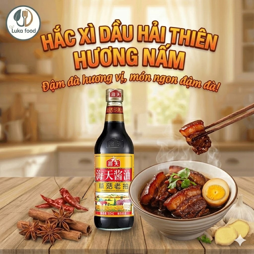 Hắc Xì Dầu Hải Thiên Hương Nấm (500ml) – Bí Quyết Cho Món Kho Chuẩn Vị Hoa