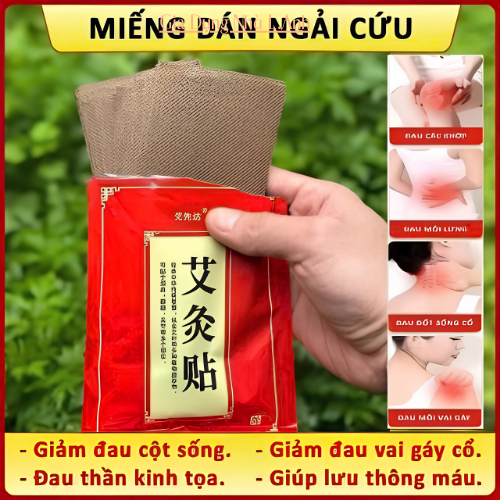 LA270-Túi 50 Miếng Dán Ngải Cứu Giảm Đau Cổ Vai Gáy, Cao Dán Ngải Cứu