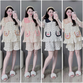 Bộ bầu - Bộ sau sinh - BỘ ĐÙI ĐŨI HÀN CỔ SEN MÀU HAI TÚI, Nhiều Màu, Áo Có Khoá Kéo & Quần Có Chun Chỉnh