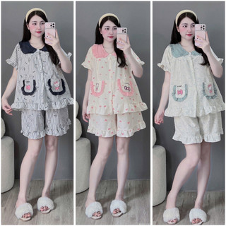 Bộ bầu - Bộ sau sinh - BỘ ĐÙI ĐŨI HÀN CỔ SEN MÀU HAI TÚI, Nhiều Màu, Áo Có Khoá Kéo & Quần Có Chun Chỉnh