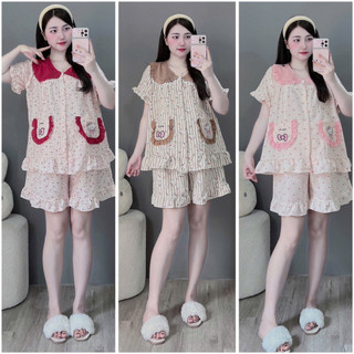 Bộ bầu - Bộ sau sinh - BỘ ĐÙI ĐŨI HÀN CỔ SEN MÀU HAI TÚI, Nhiều Màu, Áo Có Khoá Kéo & Quần Có Chun Chỉnh