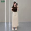 Chân váy Kaki Nhật L1 chữ A Công sở cạp cao dáng dài 86cm mềm mịn co giãn nhẹ xẻ tà sau BiBi Fashion