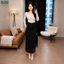 Chân váy Kaki Nhật L1 chữ A Công sở cạp cao dáng dài 86cm mềm mịn co giãn nhẹ xẻ tà sau BiBi Fashion
