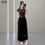 Chân váy Kaki Nhật L1 chữ A Công sở cạp cao dáng dài 86cm mềm mịn co giãn nhẹ xẻ tà sau BiBi Fashion