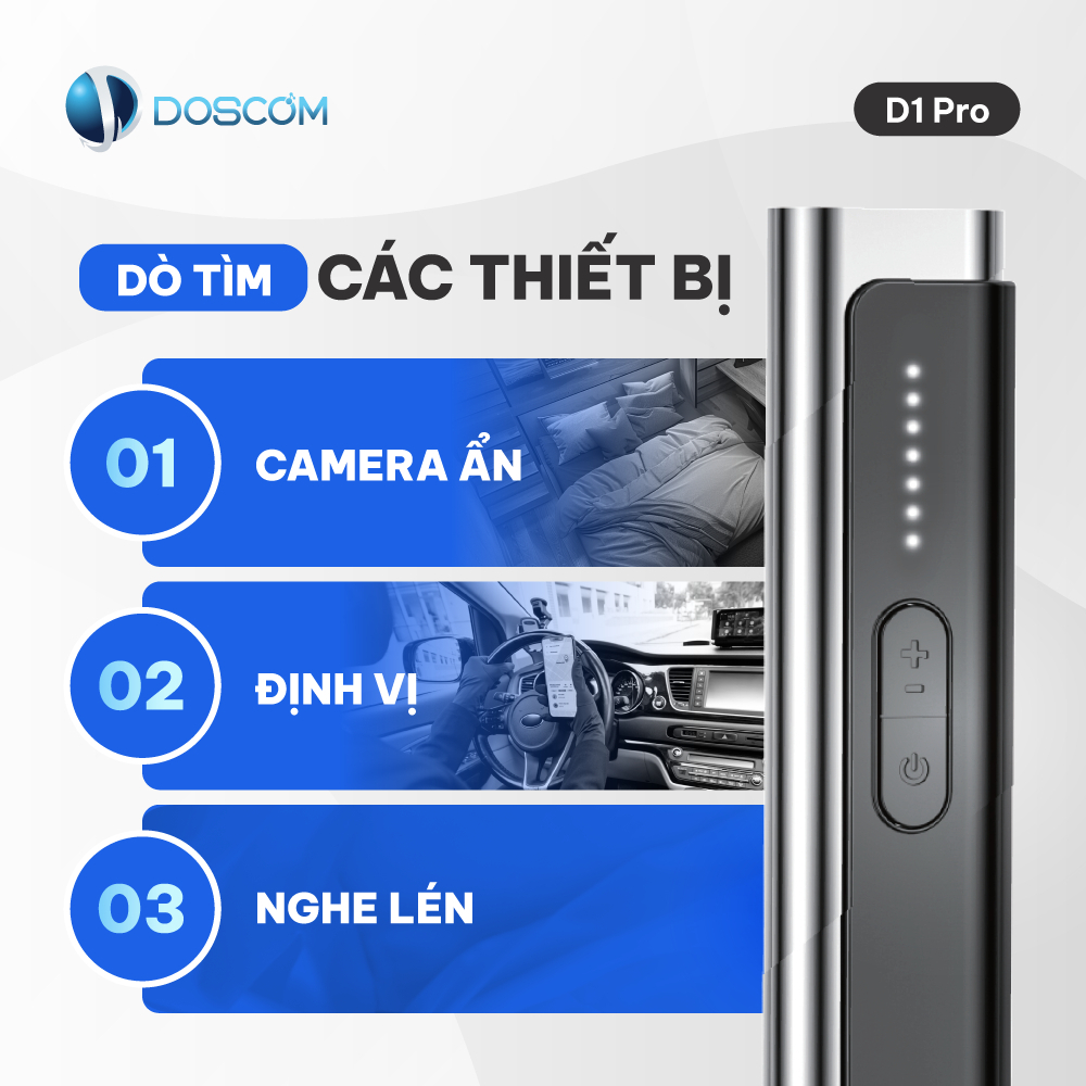 Máy Dò Camera Ẩn D1 Pro Doscom Chuyên Dùng Phát Hiện Camera, Máy Ghi Âm, Thiết Bị Định Vị GPS