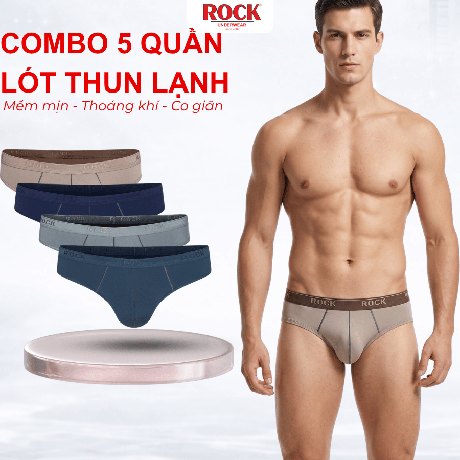 [COMBO 5] Quần Lót Nam ROCK QA546 Cao Cấp Thun Lạnh Thoáng Khí, Quần Sịp Nam Cao Cấp Xịn Ôm Sát Thoái Mái Vận Động