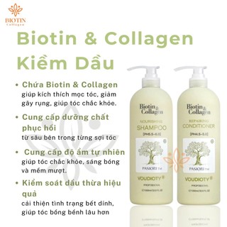 Dầu Gội Xả Biotin Collagen Voudioty Ngăn Rụng Tóc Dầu Xả Mượt Tóc Biotin 500ml 1000ml - Skinora Beauty