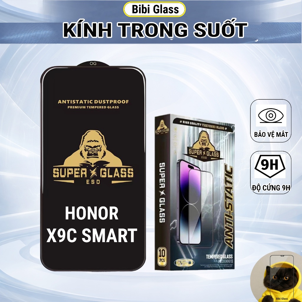 Kính cường lực màn phẳng Honor X9C Smart trong suốt full màn sharkcase Miếng kính dán bảo vệ màn hình bibi