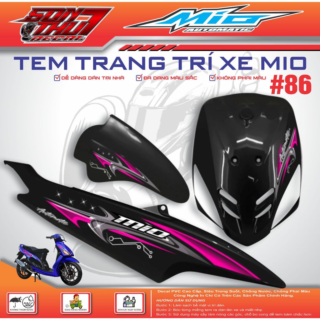 TEM XE MIO SPORT #86 (TEM IN 3 LỚP CAO CẤP - CỰC NÉT - KHÔNG PHAI MÀU)