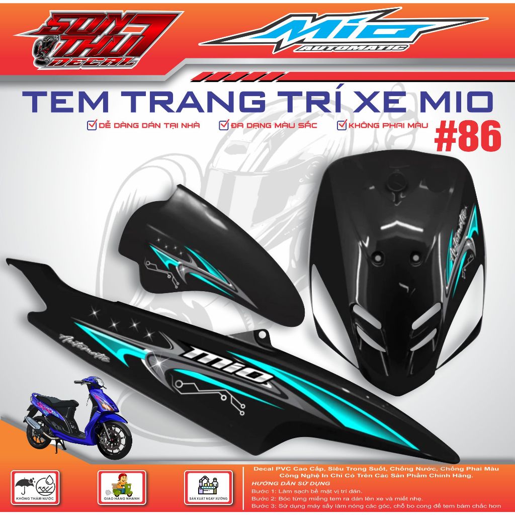 TEM XE MIO SPORT #86 (TEM IN 3 LỚP CAO CẤP - CỰC NÉT - KHÔNG PHAI MÀU)