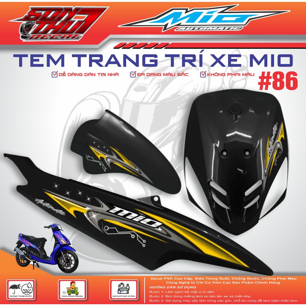 TEM XE MIO SPORT #86 (TEM IN 3 LỚP CAO CẤP - CỰC NÉT - KHÔNG PHAI MÀU)