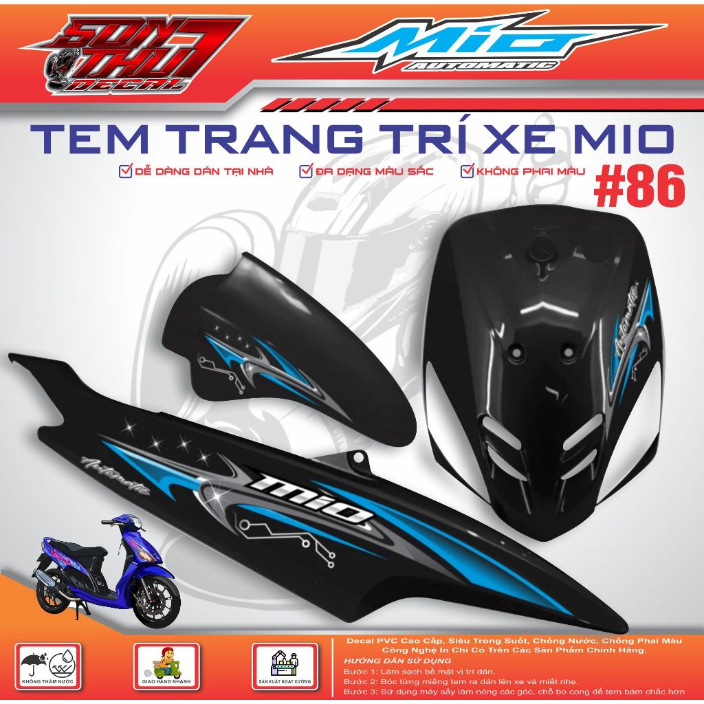 TEM XE MIO SPORT #86 (TEM IN 3 LỚP CAO CẤP - CỰC NÉT - KHÔNG PHAI MÀU)