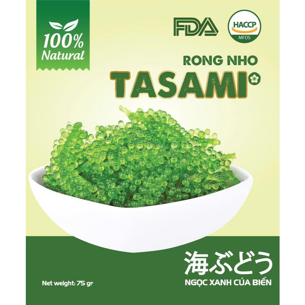 Rong Nho Tách Nước TASAMI - HỘP 75g – Rong Nho Ăn Liền, Giòn Ngon, Tốt Cho Sức Khỏe