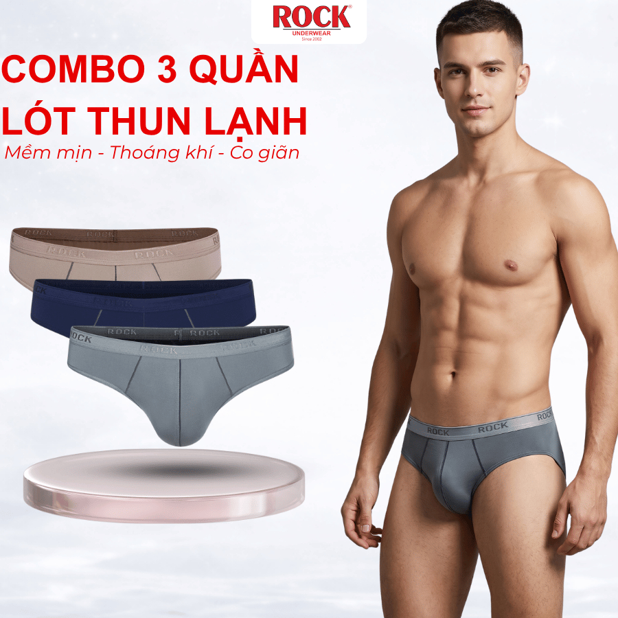 [COMBO 3] Quần Lót Nam ROCK QA546 Cao Cấp Thun Lạnh Thoáng Khí, Quần Sịp Nam Cao Cấp Xịn Ôm Sát Thoái Mái Vận Động