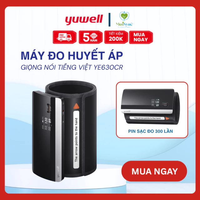 Máy đo huyết áp bắp tay không dây Yuwell YE630CR - [Giọng nói, pin sạc, BH 5 năm]