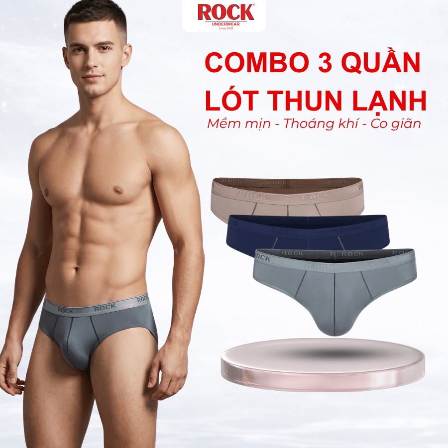 [Combo 3] Quần Lót Nam ROCK QA546 Cao Cấp Thun Lạnh Thoáng Khí, Quần Sịp Nam Cao Cấp Xịn Ôm Sát Thoái Mái Vận Động