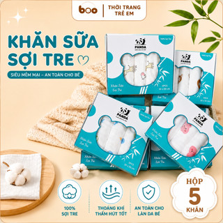 Khăn sữa sợi tre cho bé siêu mềm mại Khăn lau cho bé thấm hút kháng khuẩn 2 lớp cho Trẻ Sơ Sinh hộp 5 khăn