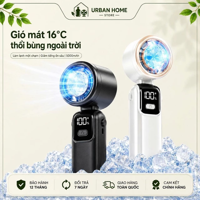 Quạt Turbo Cầm Tay Mini Tích Điện Dung Lượng 5000mAh Có Thể Sạc Lại,Cầm Tay,Di Động,Gió Mạnh,Tốc Độ Cao 100 Vòng/Phút