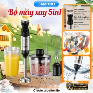 Máy xay cầm tay 5IN1 SAMONO SW-HBW600, 3 tốc độ, 600W, xay cháo, xay sinh tố, đánh trứng