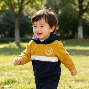 Áo hoodie nỉ bông mix màu C784 cho bé trai sơ sinh 12–18 tháng (9–10kg) hàng xuất dư ấm áp, mềm mại