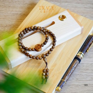 Vòng tay trầm hương cặp đôi 54 hạt mix charm chữ thập “Vạn Phúc”  TRACY GIFTS, tuổi trầm 7-10 năm quà tặng ý nghĩa