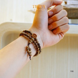 Vòng tay trầm hương cặp đôi 54 hạt mix charm chữ thập “Vạn Phúc”  TRACY GIFTS, tuổi trầm 7-10 năm quà tặng ý nghĩa
