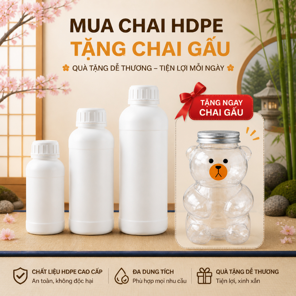 Combo 25 Chai Nhựa 250ml 500ml 1000ml – Chai Đựng Hóa Chất, Dung Dịch, Sữa Tắm, Dầu Gội Kèm Nắp Kín, Nhựa PET