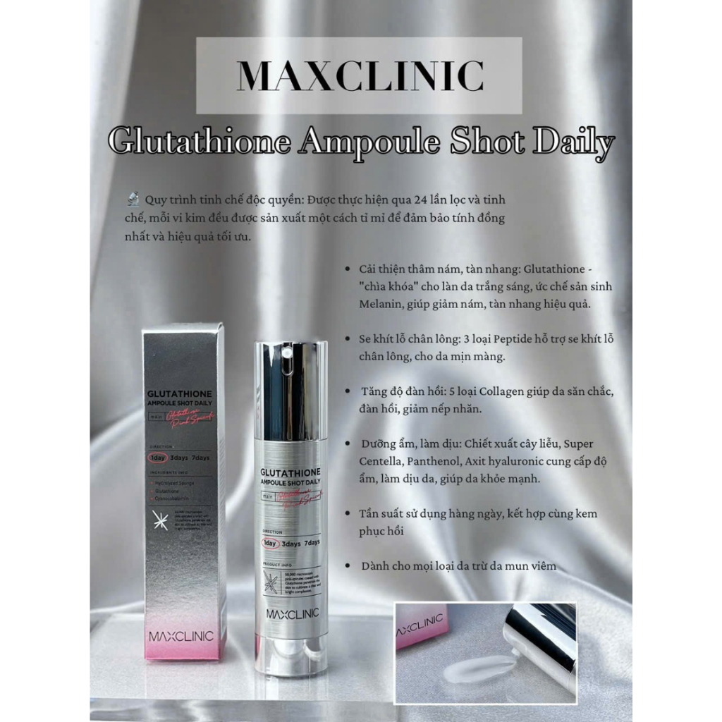 glutathione ampoule shot daily Tinh Chất Maxclinic Glutathione Ampoule Shot 3days