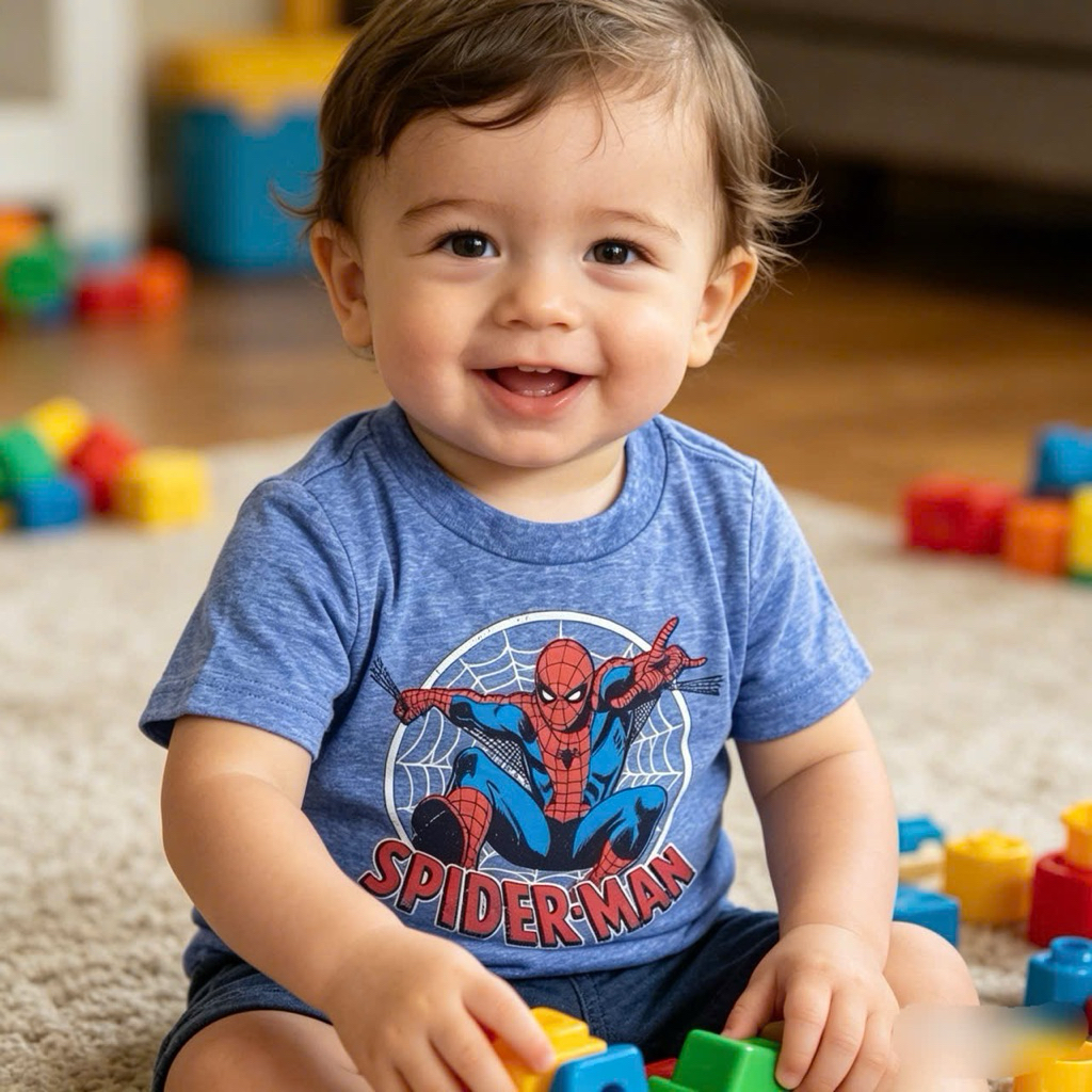 Áo Thun Bé Trai Xuất Dư C371 Hình Bé Nào Cũng Thích Mặc Siêu Xinh Size 1 Tuổi (8-10kg)
