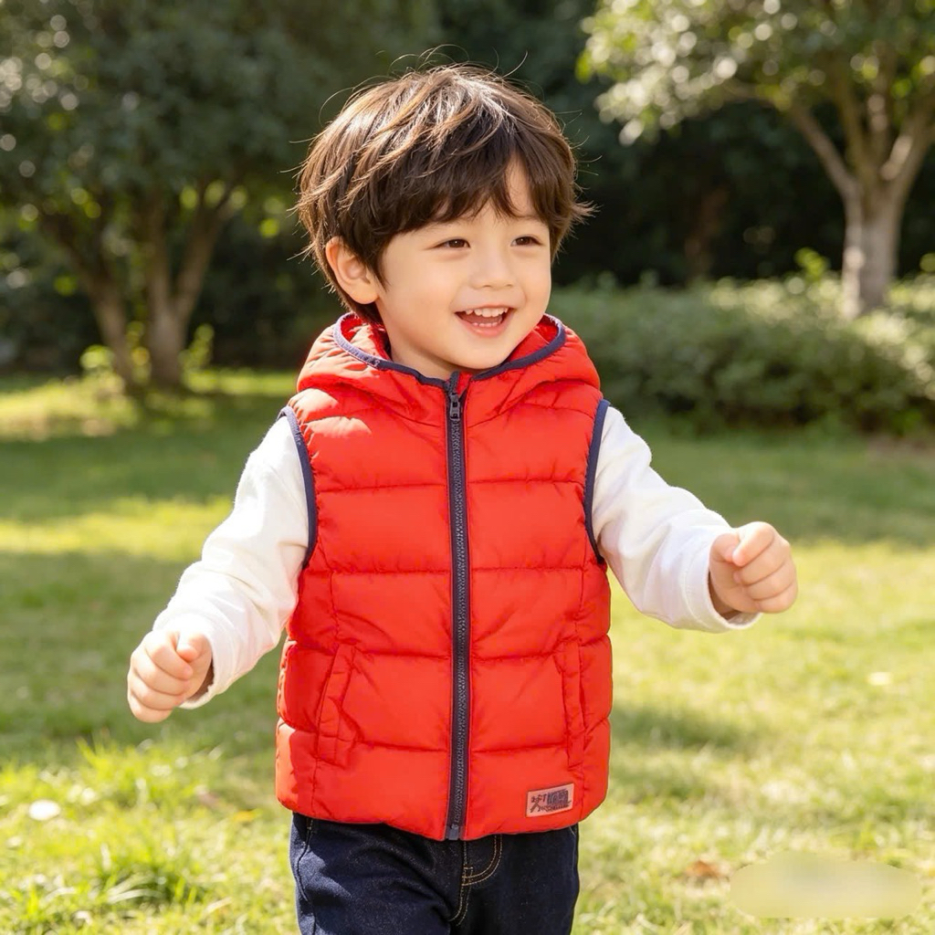 Áo Khoác Phao Gile Bé Trai Siêu Nhẹ Cao Cấp C3563 Ấm Áp Mùa Đông Size 3-4 Tuổi (14-16kg)