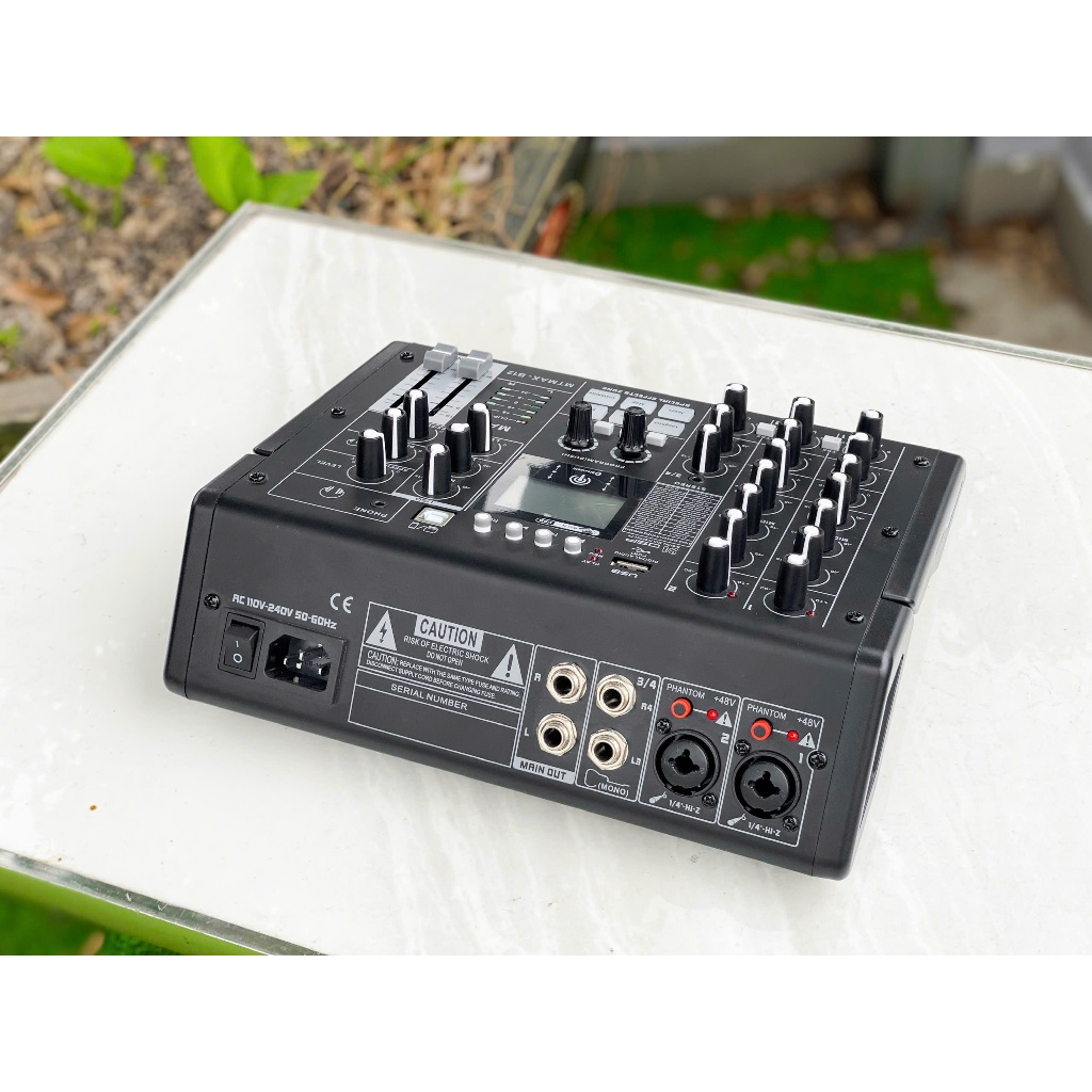 [ Tặng dây ] Mixer Nâng Cắp Âm Thanh Loa Kéo , Âmply MTMax B12 4 Kênh (3 Mono, 1 Stereo) 24 Hiệu Ứng