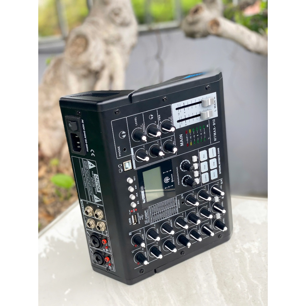 [ Tặng dây ] Mixer Nâng Cắp Âm Thanh Loa Kéo , Âmply MTMax B12 4 Kênh (3 Mono, 1 Stereo) 24 Hiệu Ứng