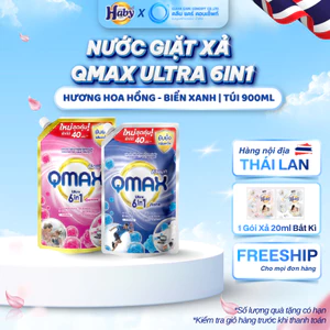 Nước Giặt Đậm Đặc QMAX Ultra 6in1 - Sạch Sâu, Thơm Lâu | Túi 900ML