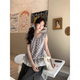 [SẴN] Áo caro babydoll cổ vuông tay phồng TẶNG kèm dây buộc tóc – QC L1 Umiko #68330