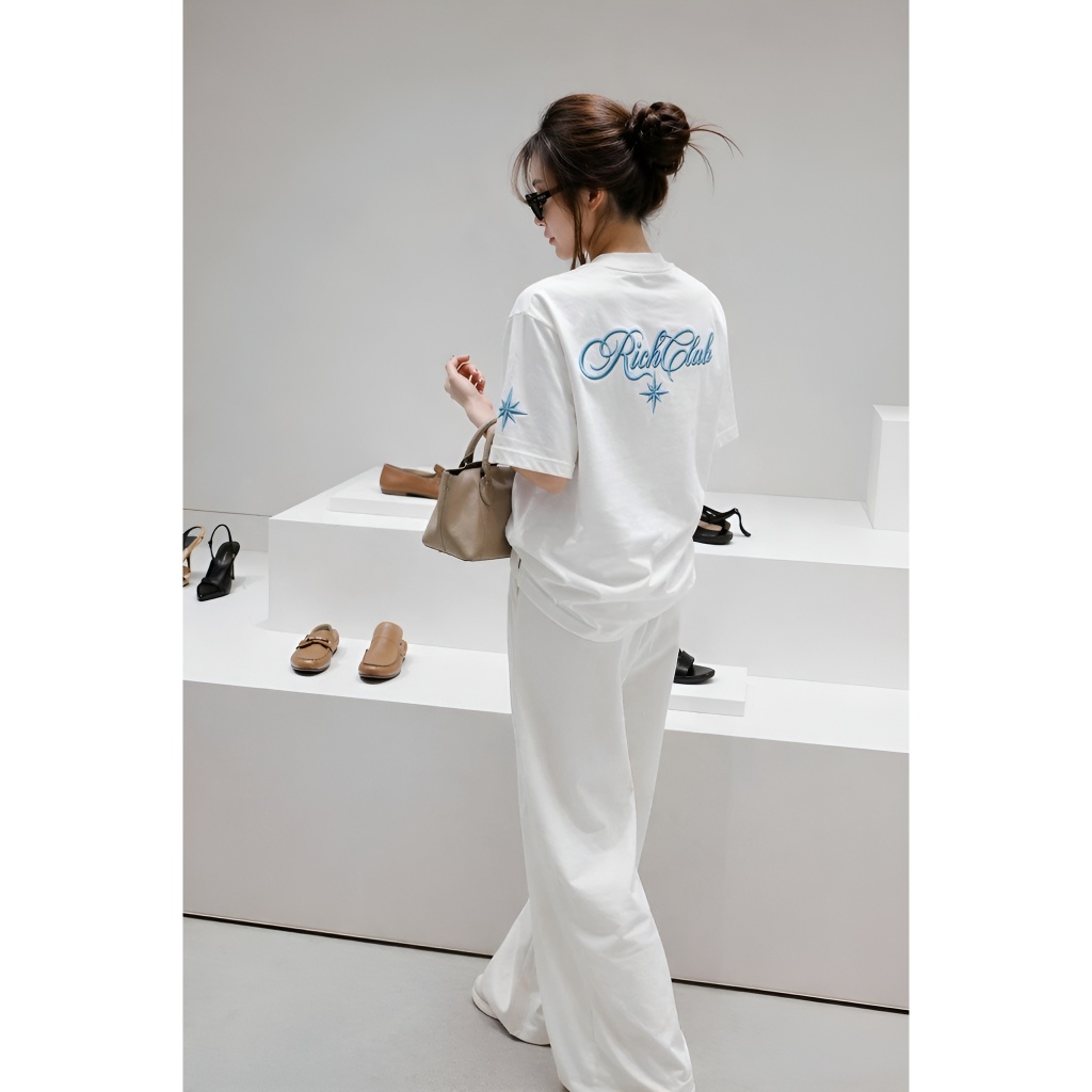 Áo Thun thêu nổi 3D RichClub  Boxy Tee Blackdoki Cotton 250gsm Local Brand Tay lỡ Form  Rộng Nam Nữ