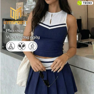 Đồ Tập Pickleball Nữ UYNSPORTY Cổ Tròn, Phối Viền Tương Phản, Bộ Đồ Pickleball Nữ