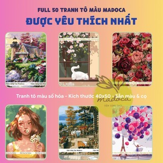 [HỎA TỐC] Tổng Hợp Tranh Tô Màu Theo Số Madoca Được Yêu Thích Nhất, Tranh Số Hóa 40x50cm Có Khung