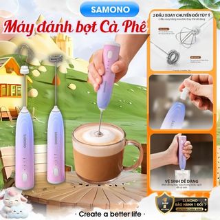 (BH 1 năm) Máy tạo bọt cafe đánh trứng Samono MFB30S, 3 tốc độ, cầm tay không dây, sạc pin tiện lợi