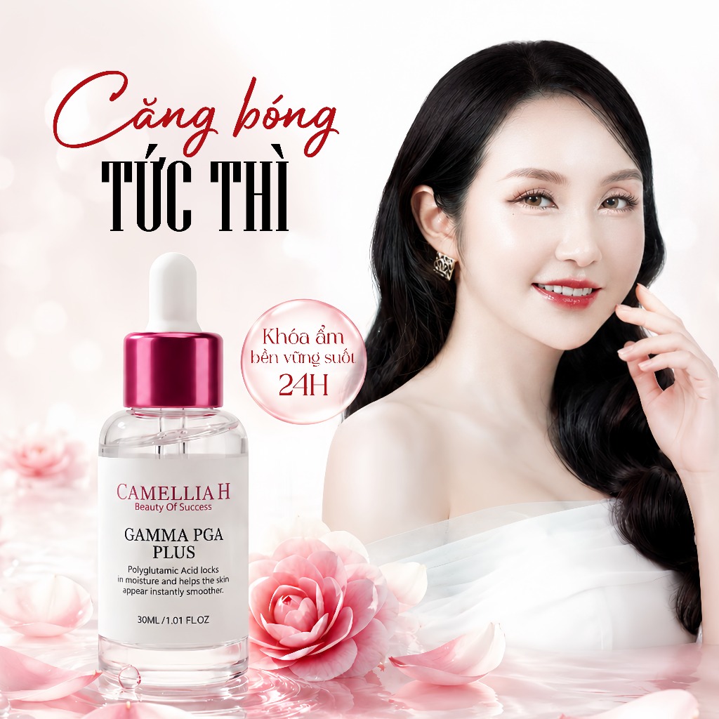 Serum dưỡng ẩm Camellia H Gamma PGA cấp nước tức thì da căng mướt phục hồi da khô thiếu ẩm
