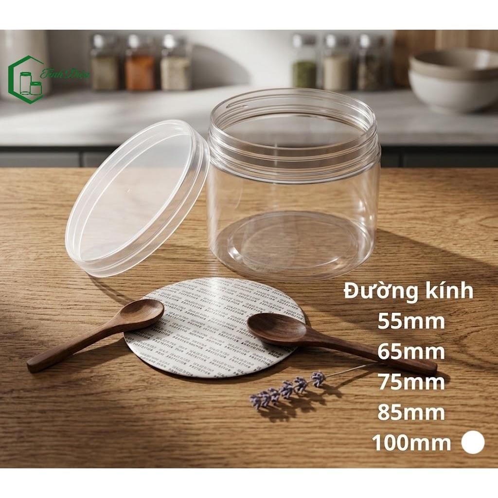[Sỉ Tận Xưởng] Set 25 Hũ Nhựa PET Trong Dày Miệng 55 150-450ml Nắp Vặn Đựng Thực Phẩm Khô Bánh Kẹo