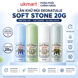 Lăn Khử Mùi Deonatulle Đá Khoáng Làm Sáng Da 20g Soft Stone W Double Deodorant #Color Control