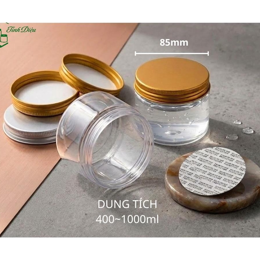 [Sỉ Tận Xưởng] Set 25 Hũ Nhựa PET Trong Dày Miệng 85 300-1050ml Nắp Vặn Đựng Thực Phẩm Khô Granola